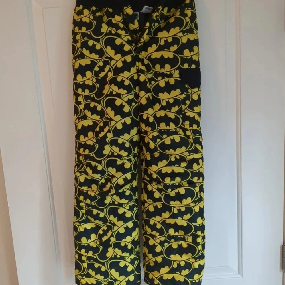 Kids Snowpants Small Batman Print. Black and yellow
